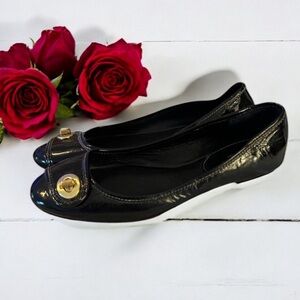COACH Black Leather Turn Lock Ballet Flat Shoes Women’s Size 9 B FAST SHIP